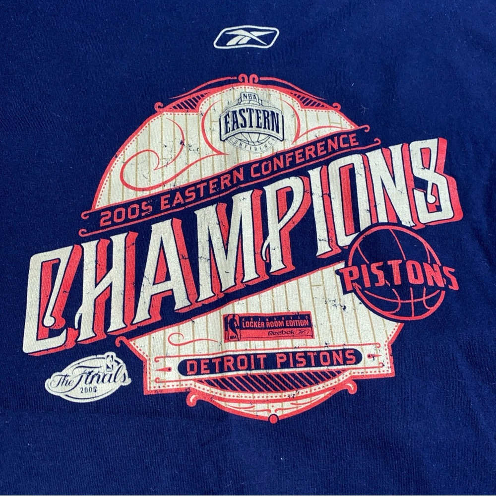Reebok 2005 NBA Eastern Conference Champions Detroit Pistons T-Shirt Large